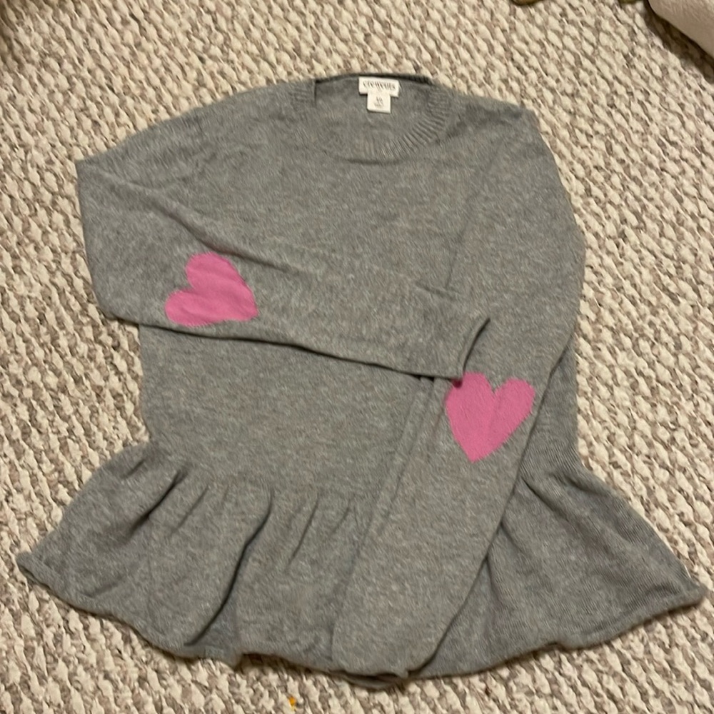 Crewcuts peplum sweater with heart elbows. Size 10